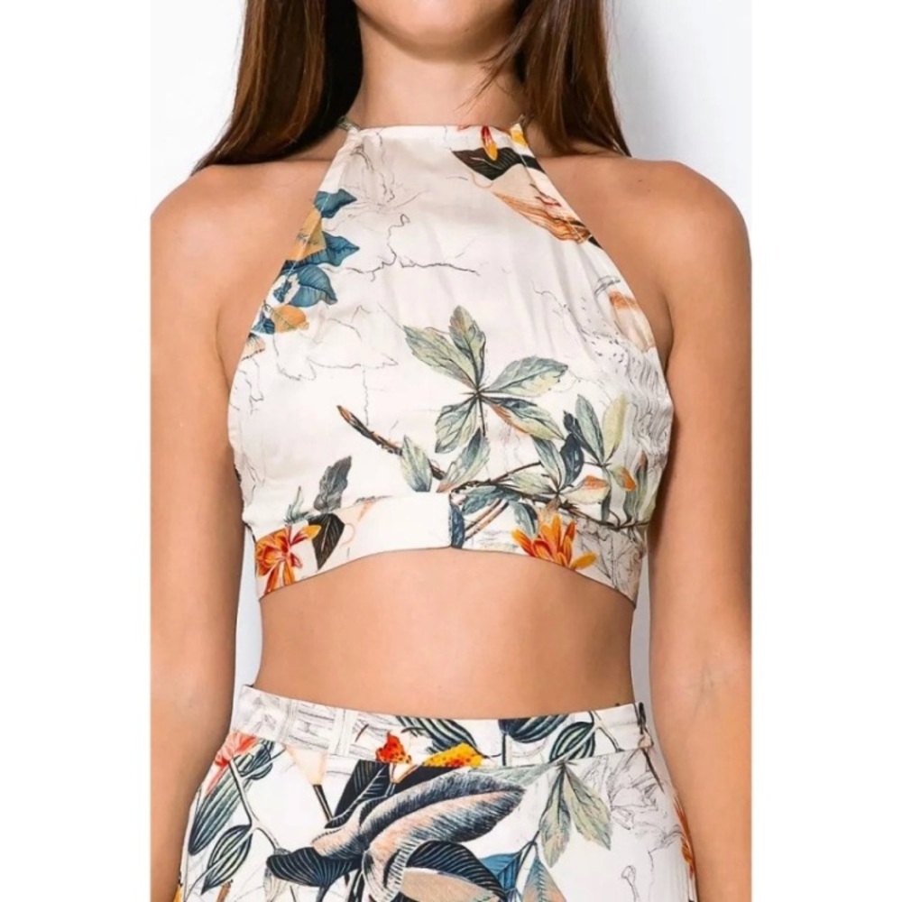 Boho Halterneck Tropical Floral Print Maxi Dress - Picture 3 of 6