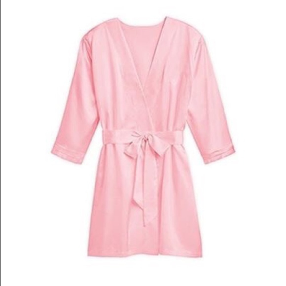 Pink silk kimono robe