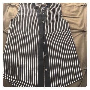 FRAME Sleeveless Stripe Silk Charmeuse Blouse