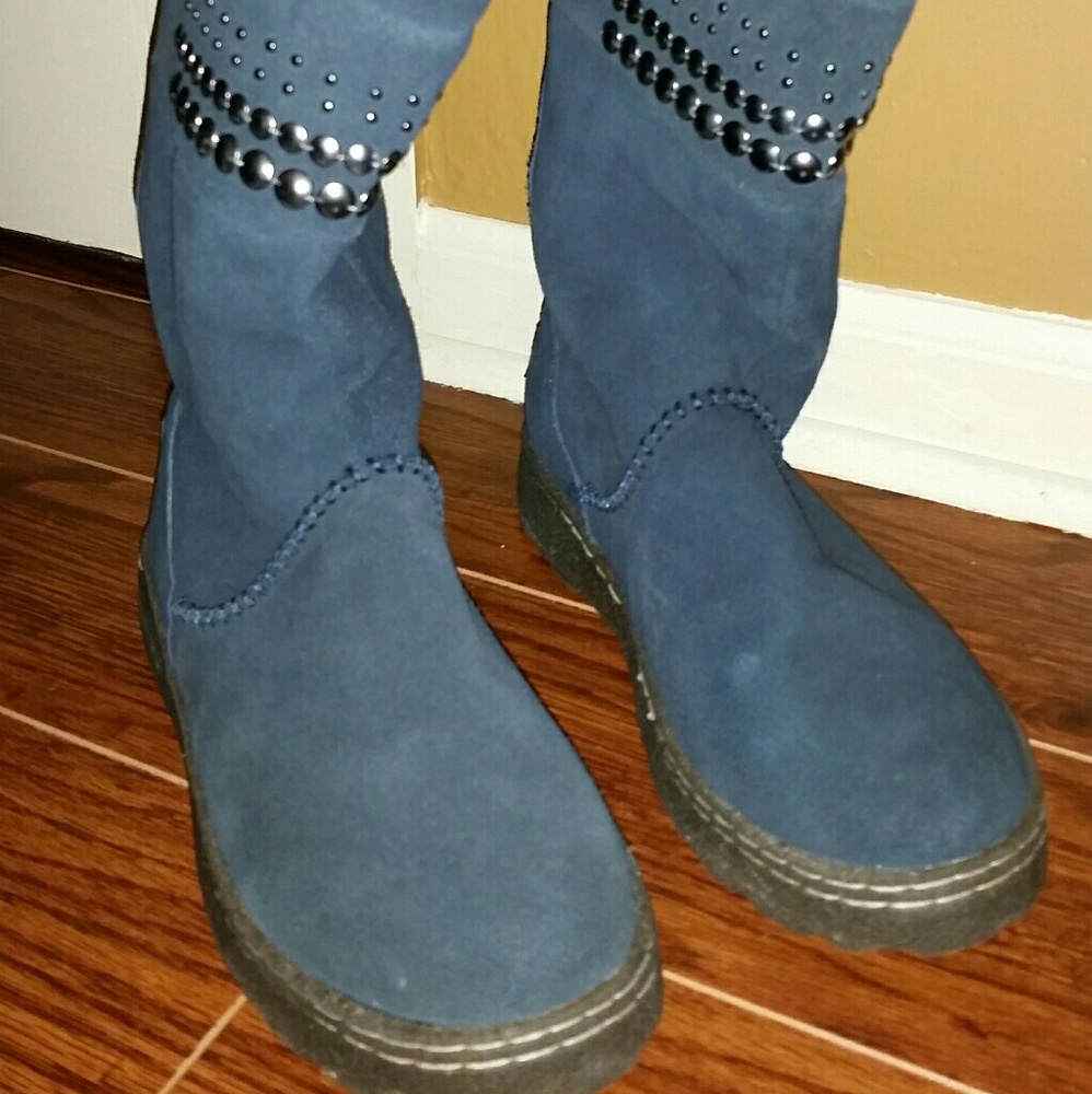 Bearpaw Silverthorne Navy Blue Boots sz 8