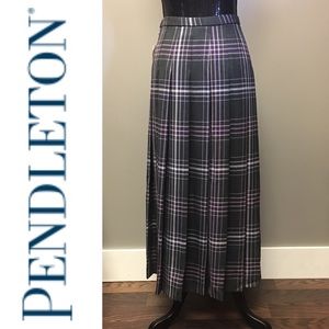 Vintage Pendleton Gray Plaid Pleated Skirt