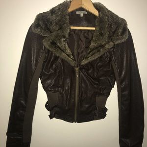 Charlotte Russe faux leather cropped jacket small