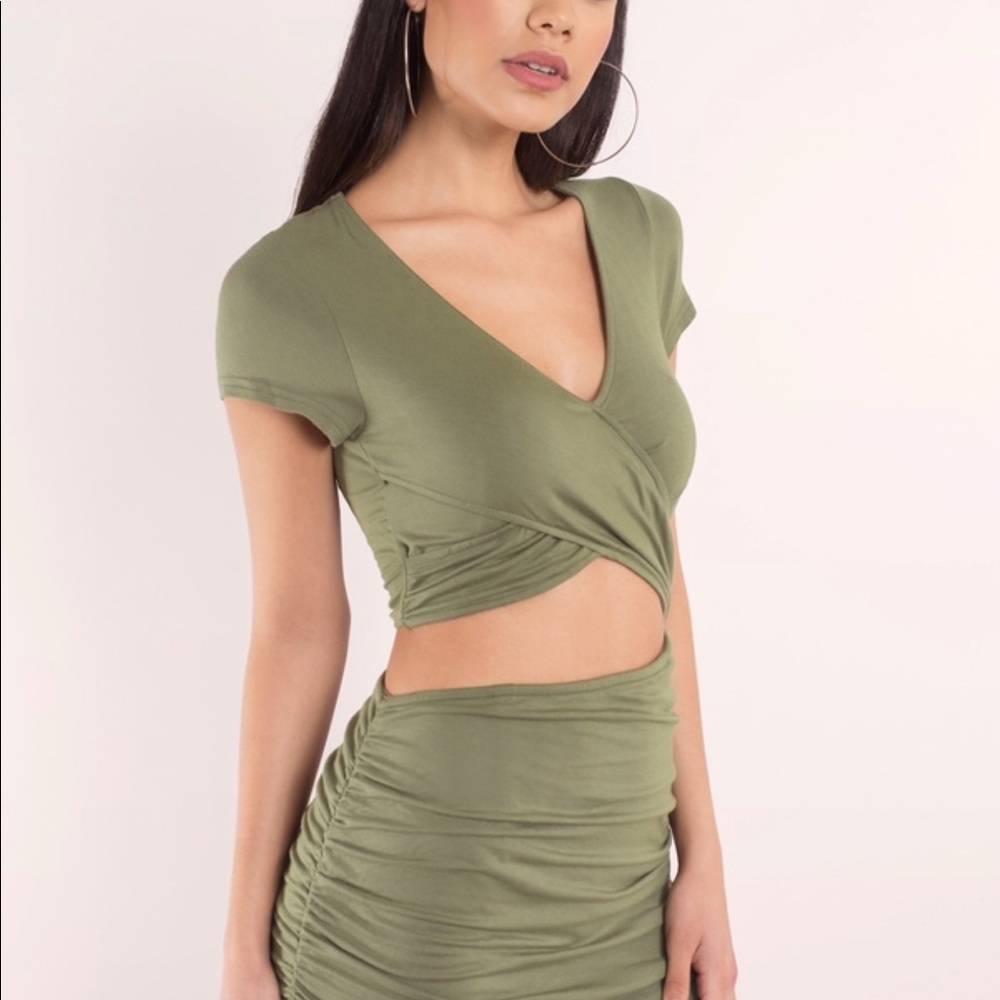 Tobi olive cutout dress