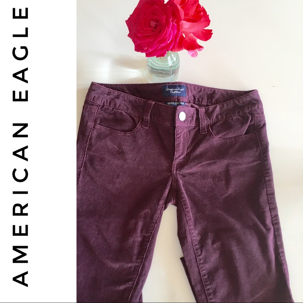 AE plum corduroy legging jeans size 2 EUC skinny