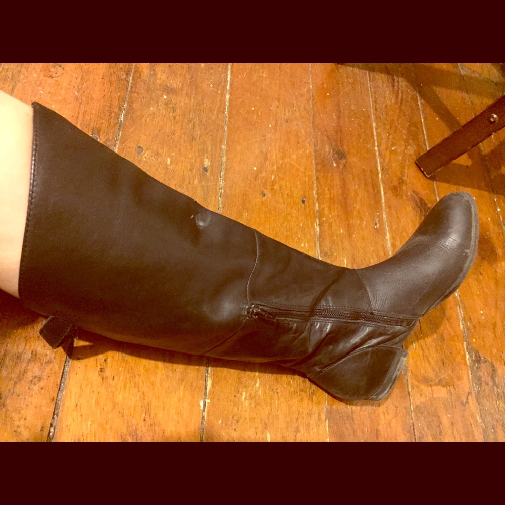 Aldo tall black leather boots size 7.5