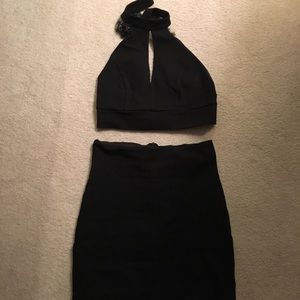 Tight Black 2 Piece Dress