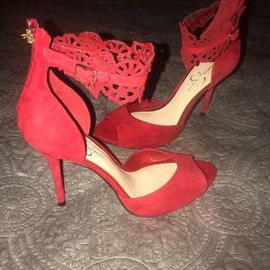 Jessica Simpson red suede heels-new only tried on
