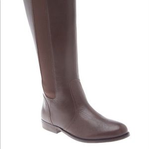 100% Leather Wide Calf Brown Riding Boots- Size 10
