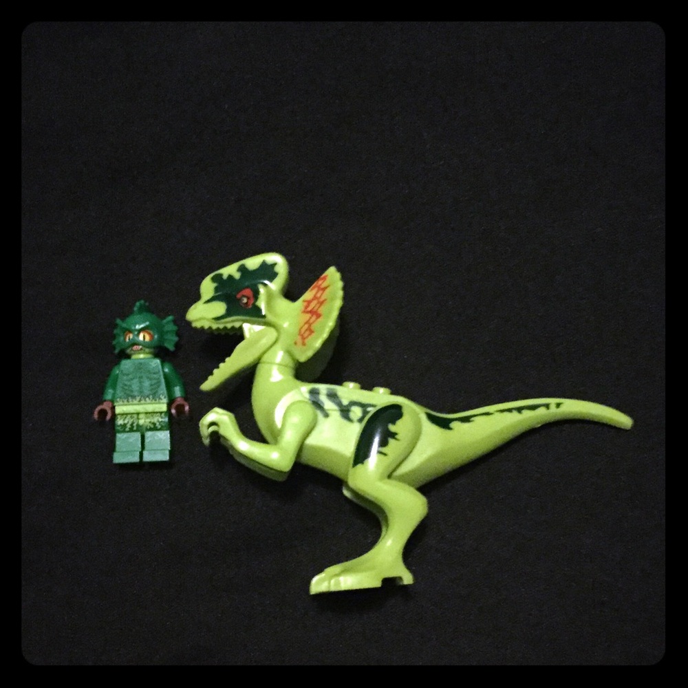 LEGO dinosaur and minifigure