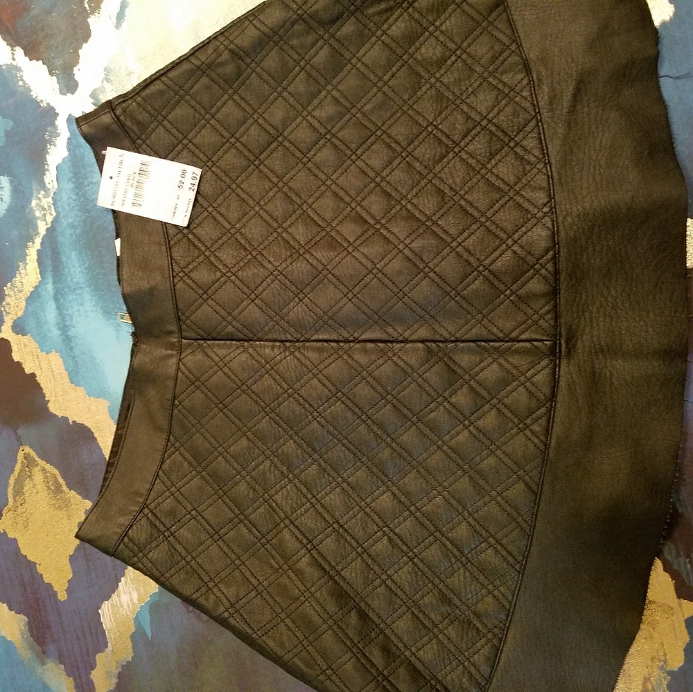 Brand New Black Pleather Skater Skirt