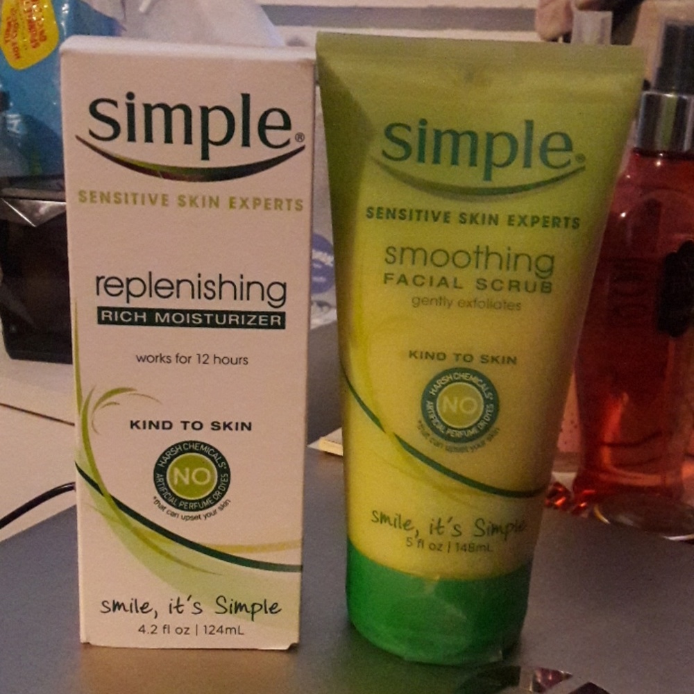 Simple facial scrub and moisturizer