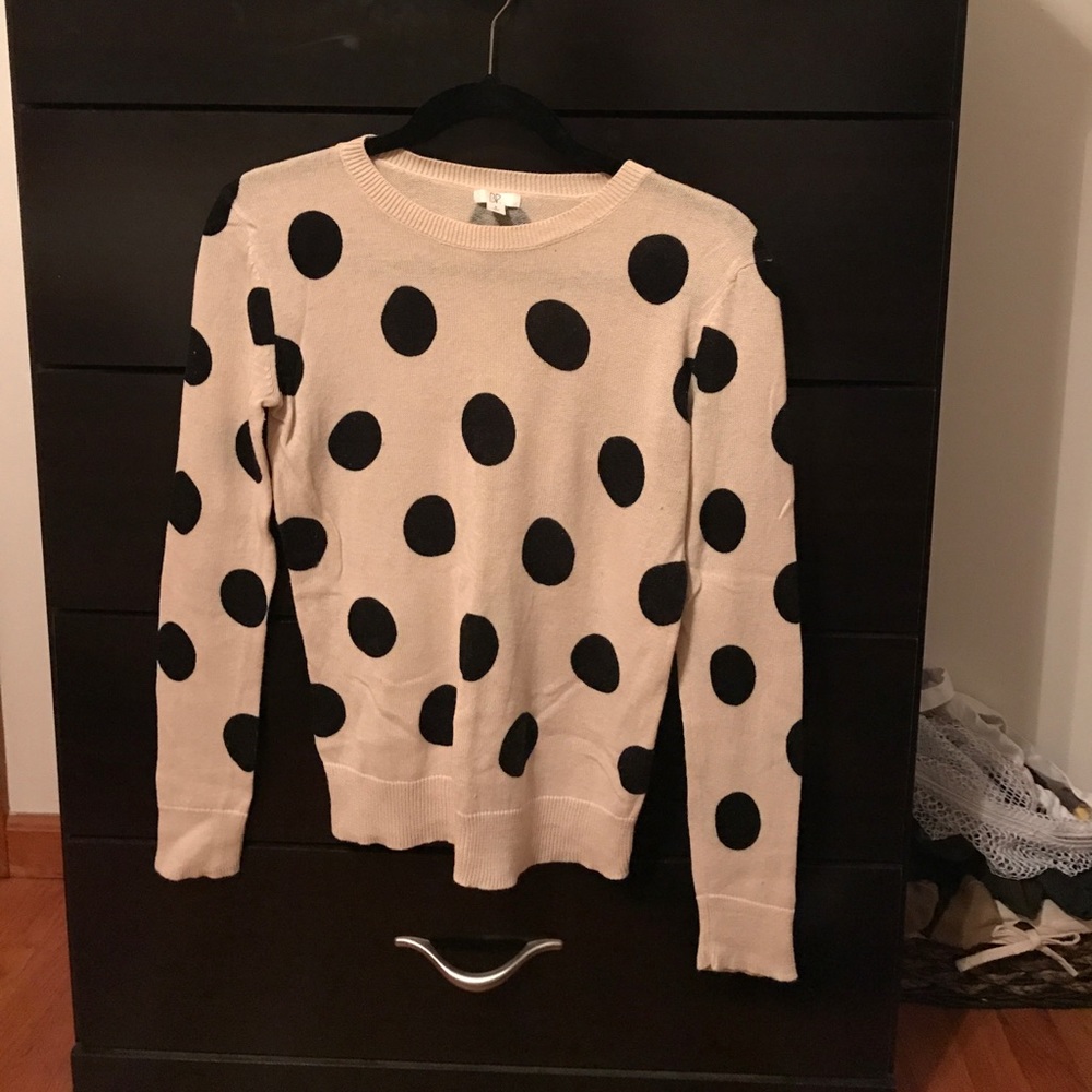 Tan and black polka dot sweater