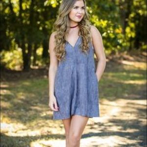 Grey suede shift dress **free people inspired**