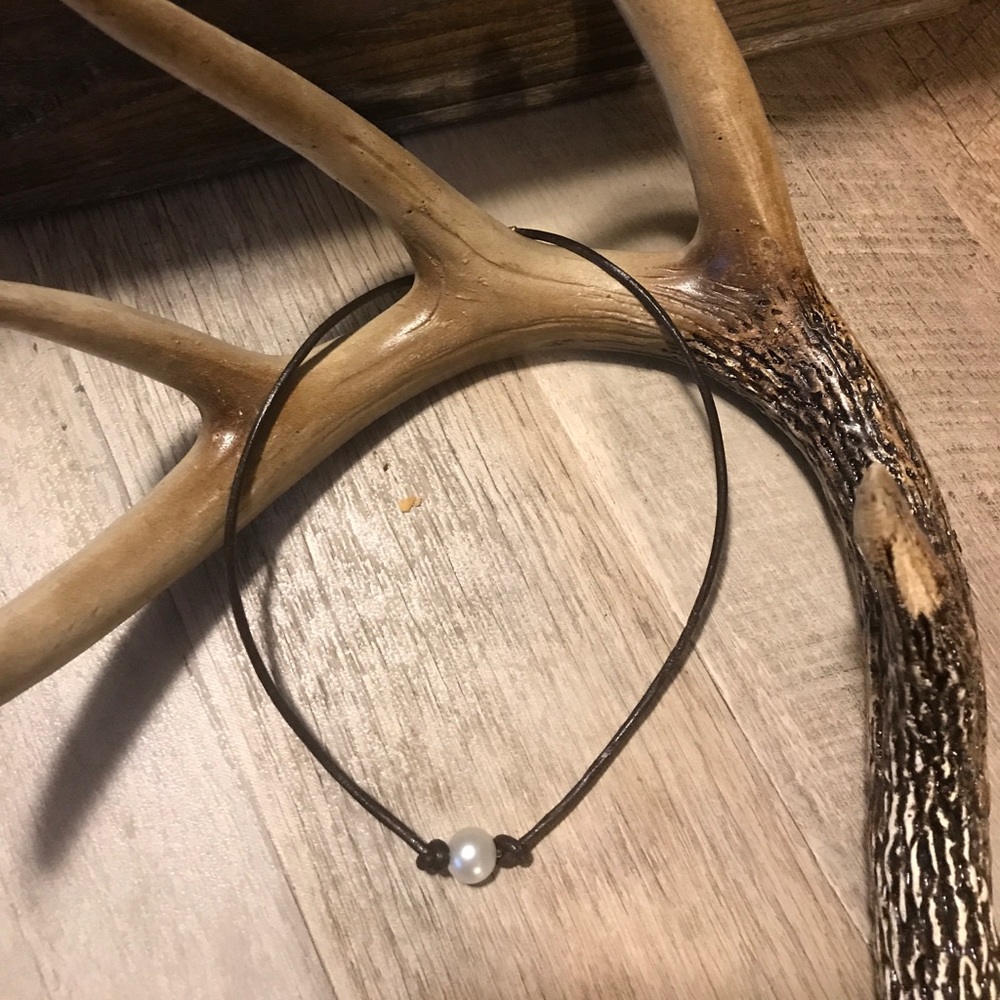Genuine Leather Pearl Necklace