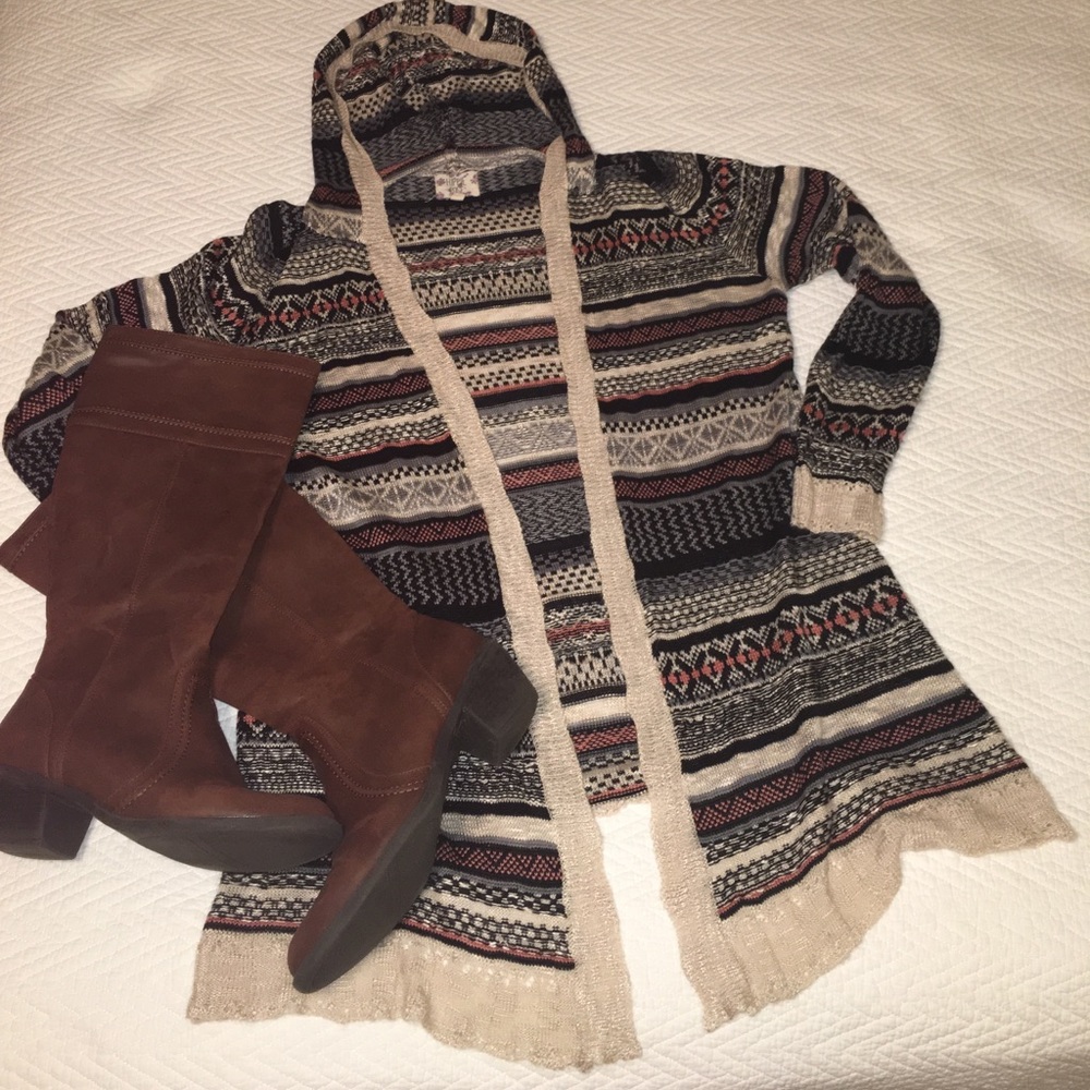 Long printed cardigan