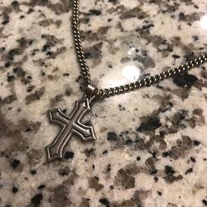 James Avery sterling silver cross and chain.