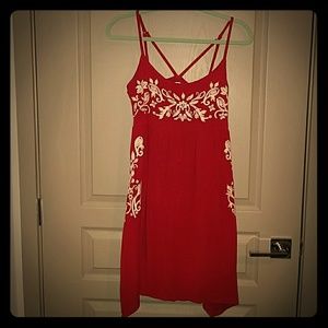 Red Maurices Dress with Embroidered Detail