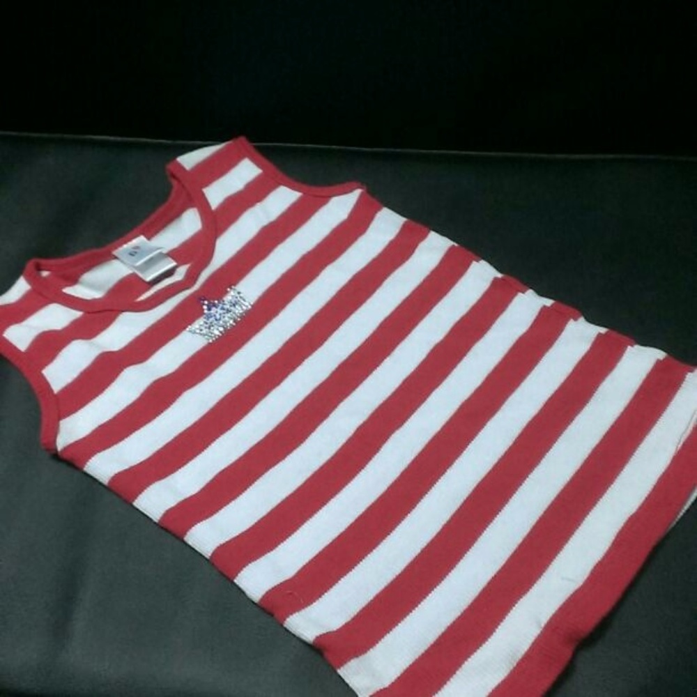 Happy Red and White Stripped Girl's Tank Top