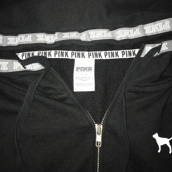 PINK Victoria's Secret Tops Pink Black Hoodie Half Zip Up Poshmark