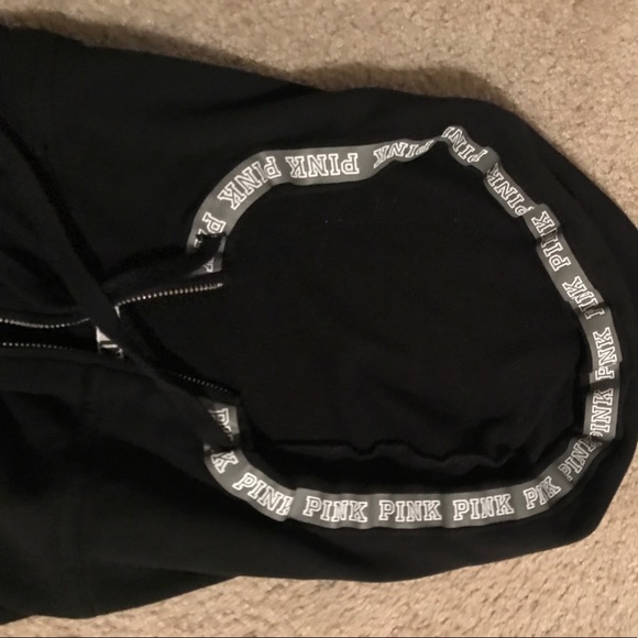 PINK Victoria's Secret Tops Pink Black Hoodie Half Zip Up Poshmark