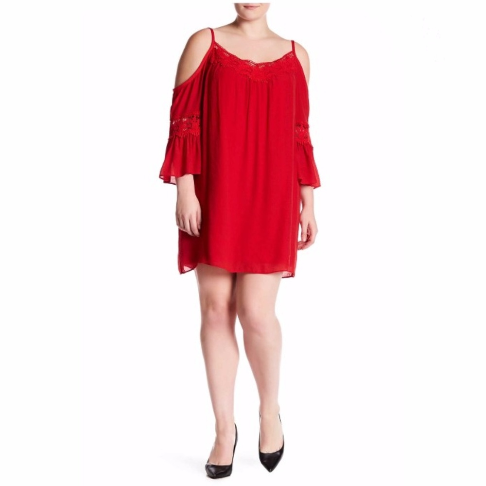 Plus Size Red Cocktail Dress Mini 3X New Flowy 2X