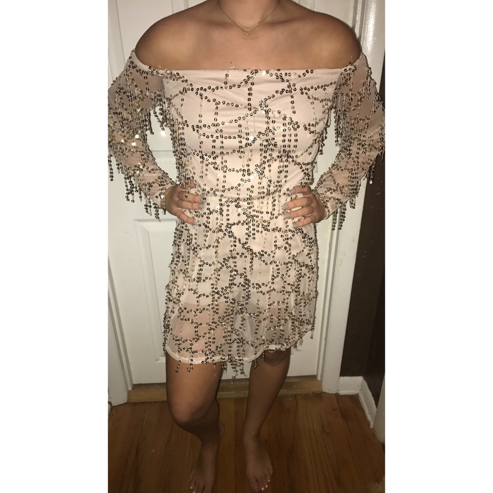 Off the shoulder sparkly dress