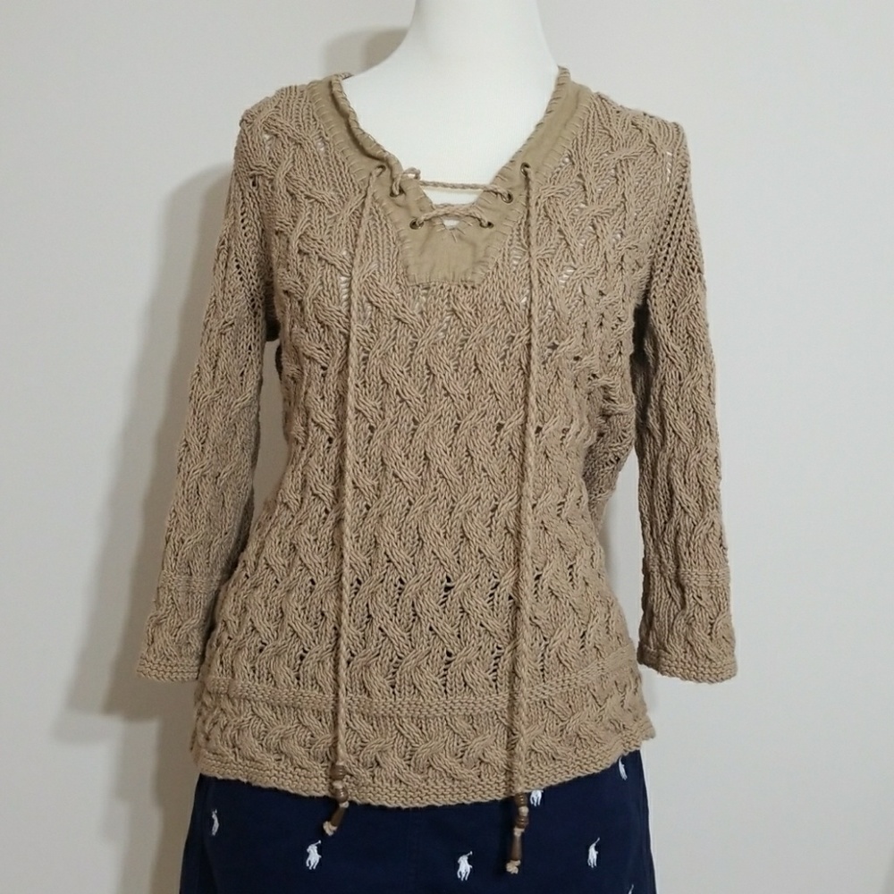 Tommy Bahama  Chunky Knit Baige Sweater size L