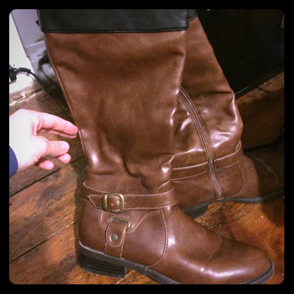 Aldo brown and black tall boots size 7