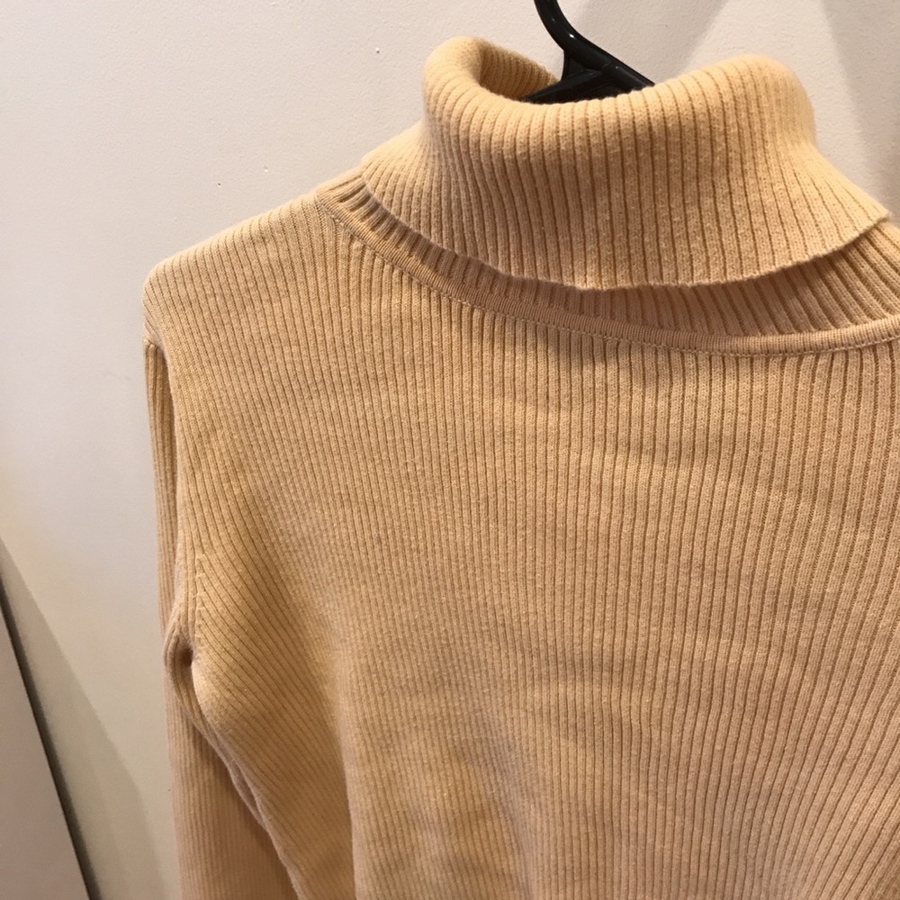 Mustard Yellow Ribbed Turtle Neck - Picture 3 of 4