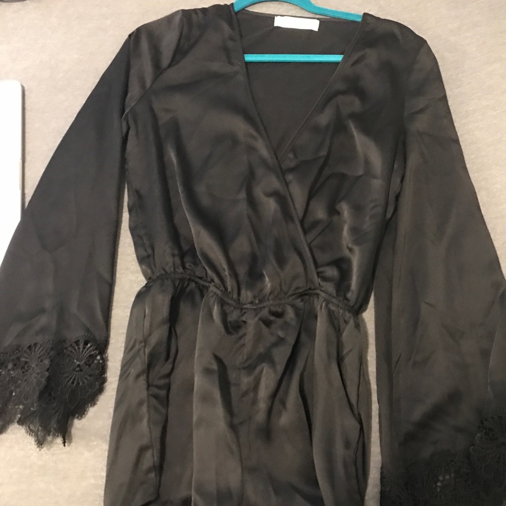 Black silk romper