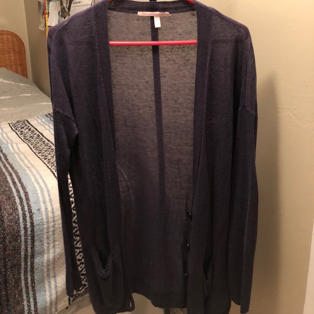 Navy/gray linen cardigan