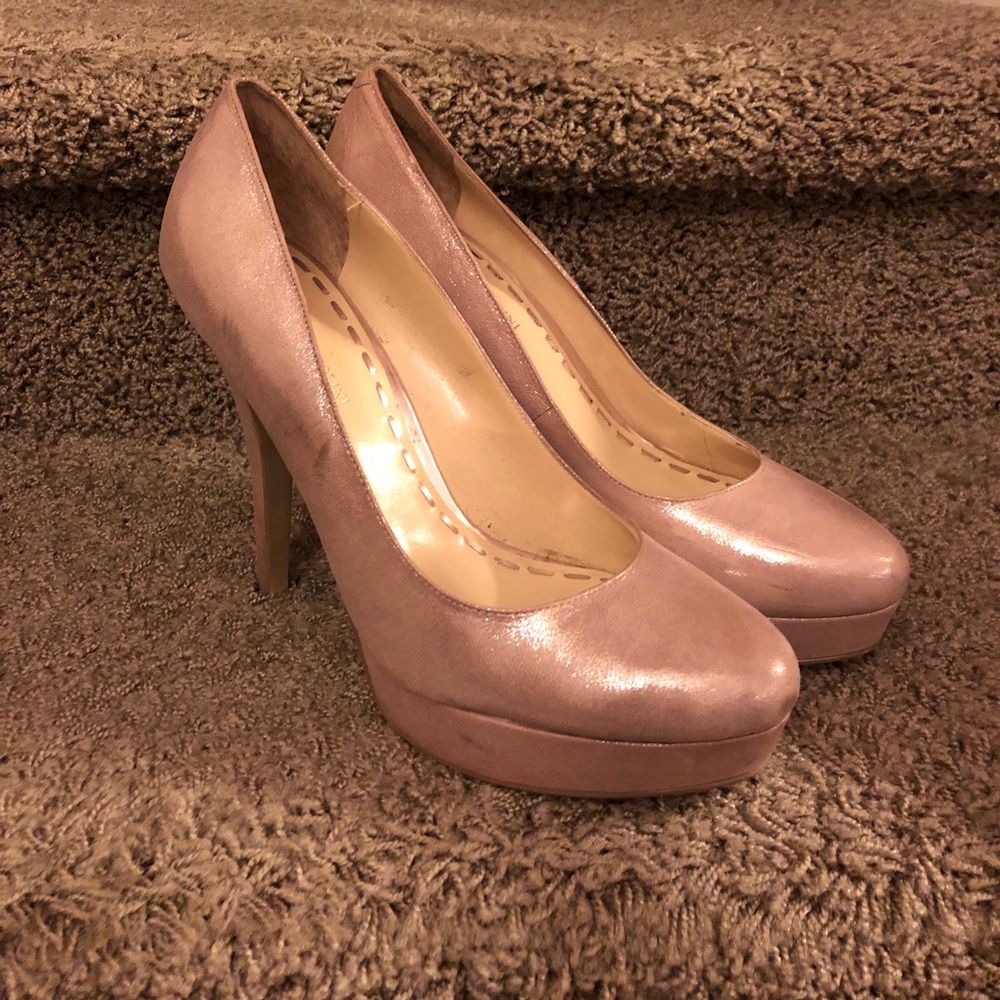 Enzo Angioloni Esmiles silver pink heels