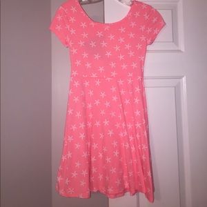 Kids pink coral starfish dress