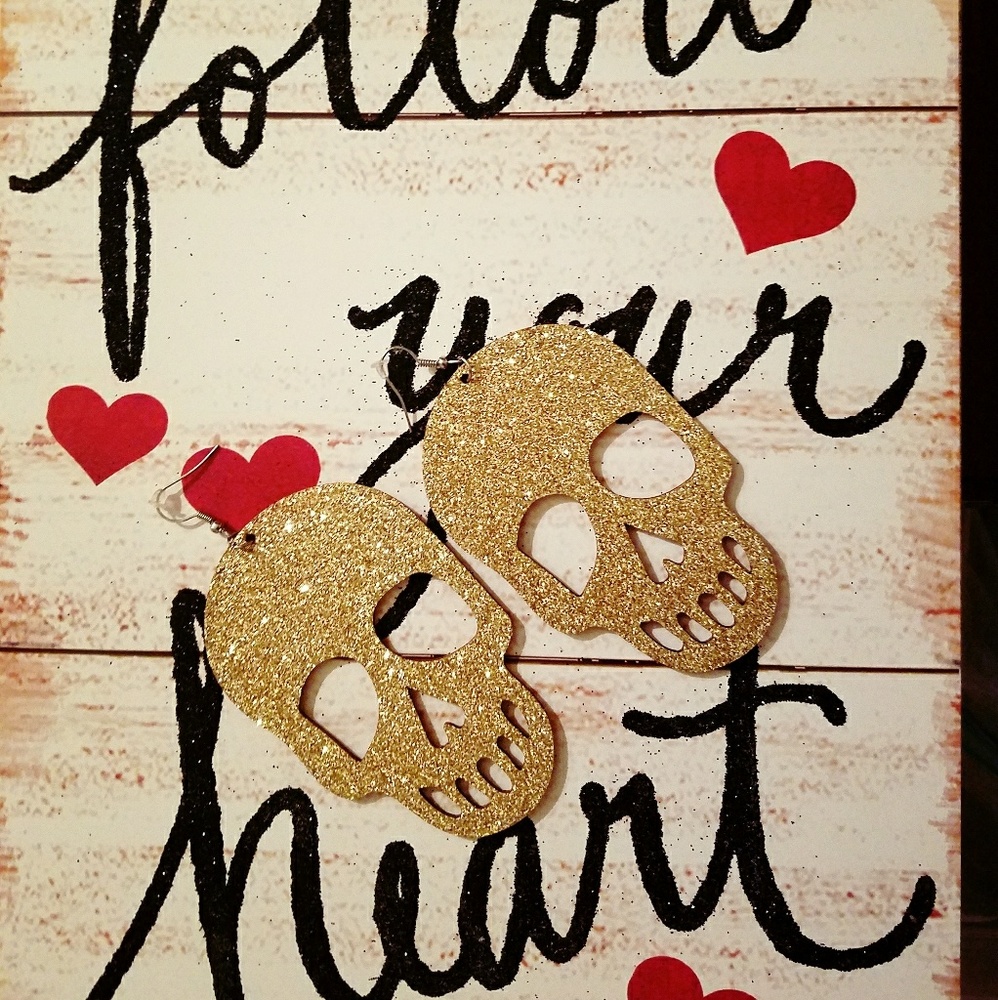 Glittered Skull Earrings