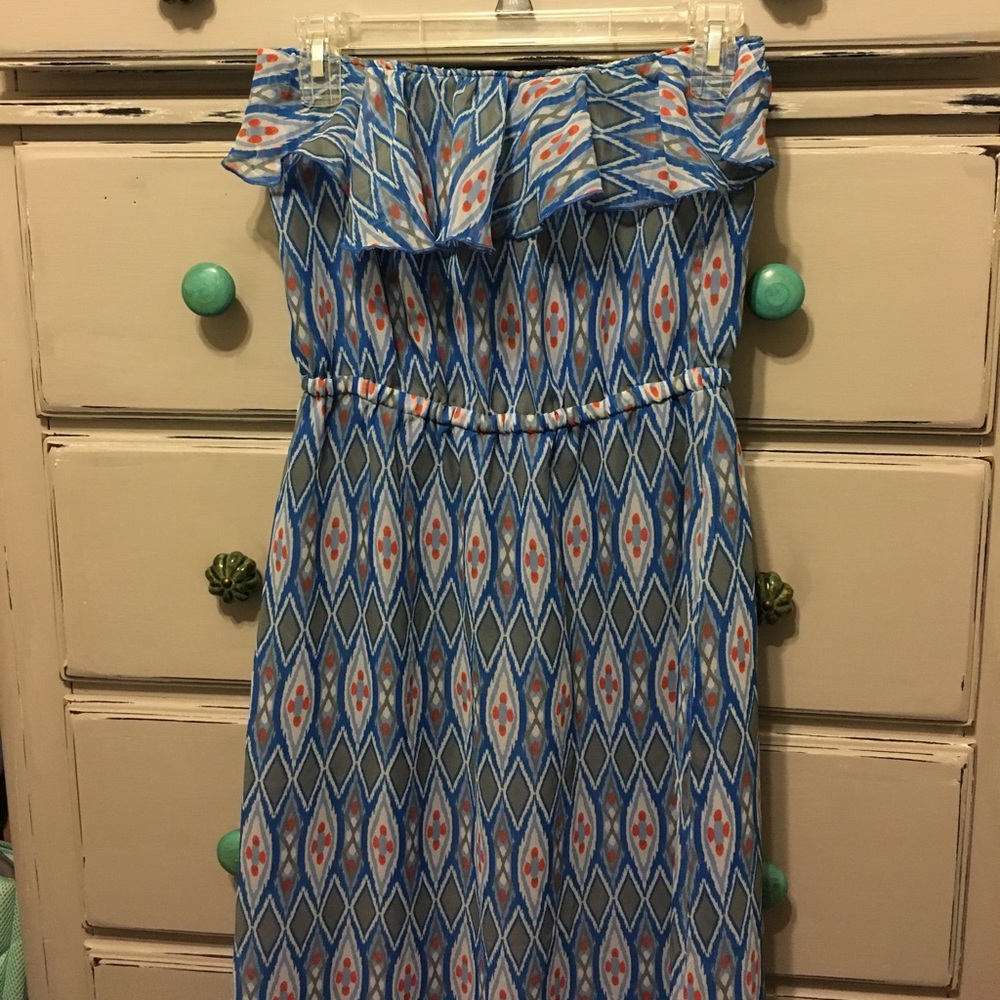 Maxi dress! Orange & blue