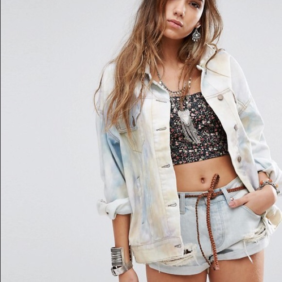 tie dye denim jacket womens