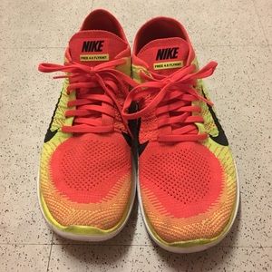 Nike Free Flyknit Men’s 11.5 neon orange yellow
