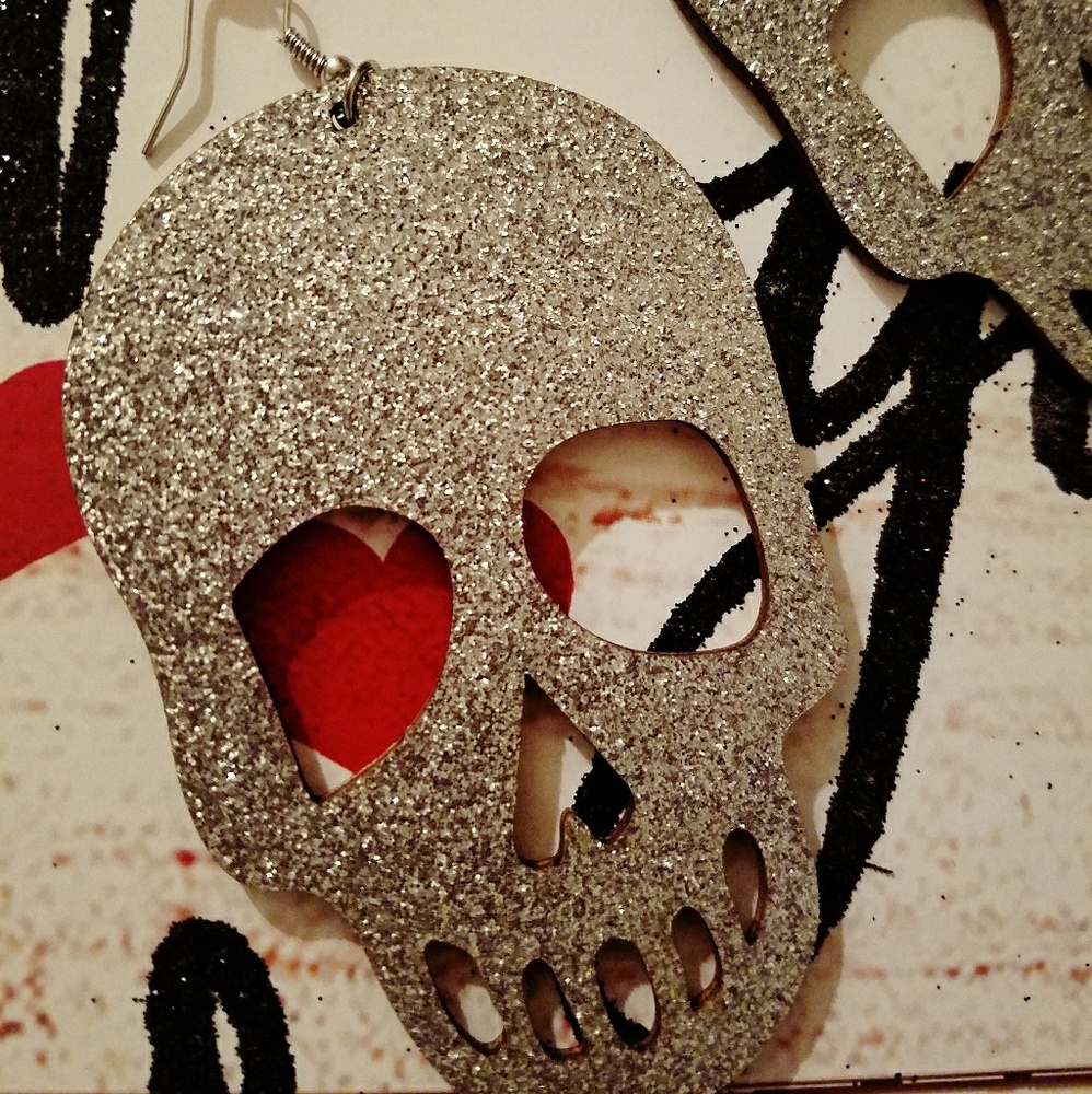 Glittered Skull Earrings