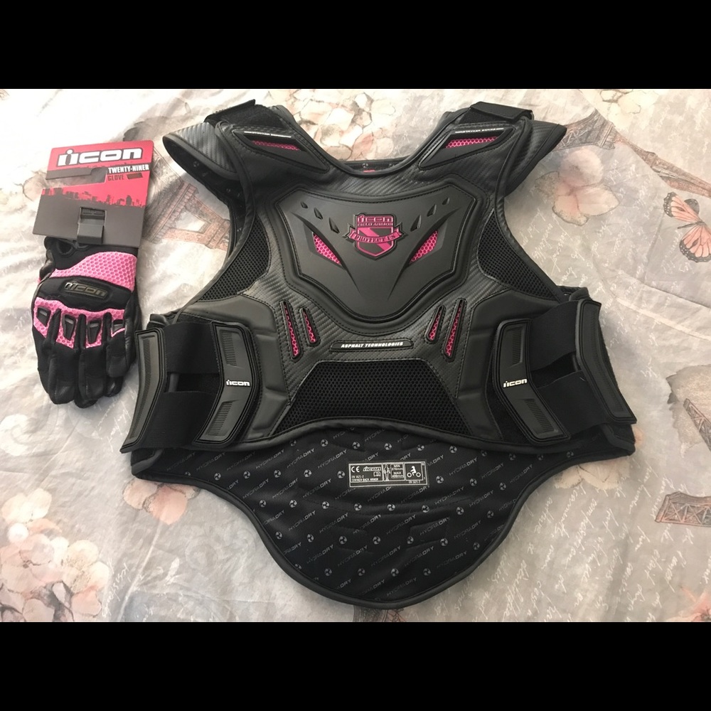Icon Motorcycle Vest and Icon Motorcycle Gloves