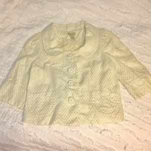 Anthropology Ivory & Gold Pleated Fitted Jacket