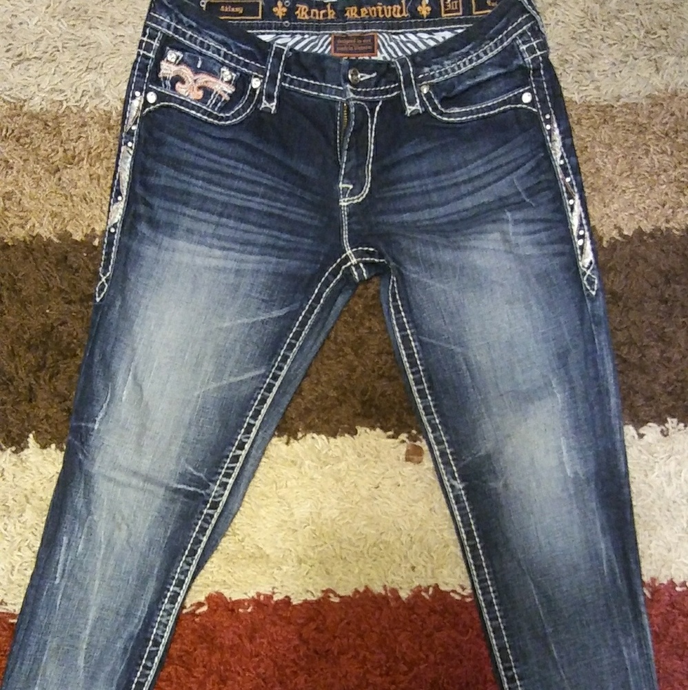 Rare Rock Revival yui skinny pink stitch