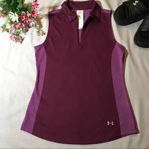 💁Under Armour Sleeveless Golf Polo M Plum Zinger