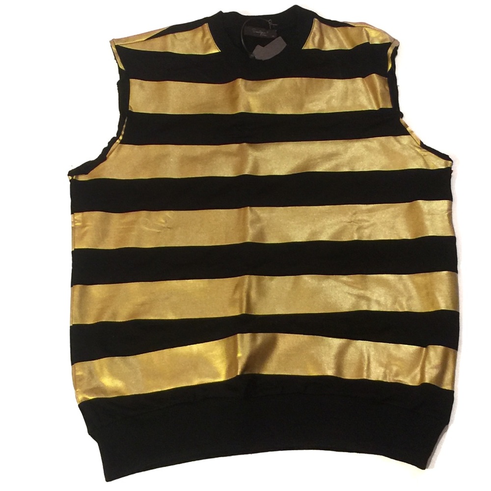 Stylish Gold and Black Striped Accented Top