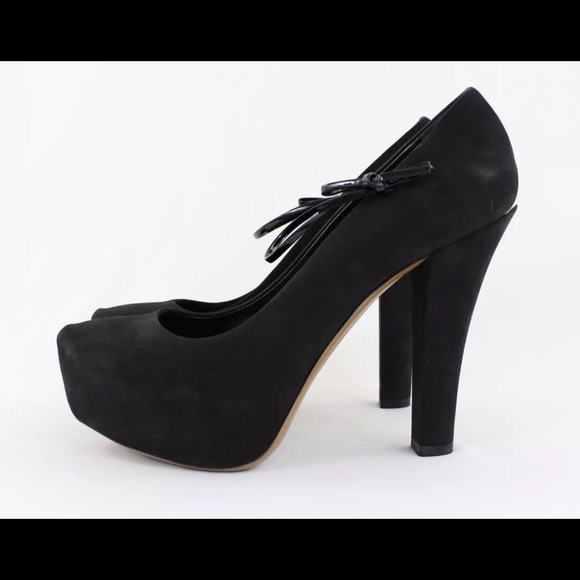 Auth Louis Vuitton Black Suede Patent Bow Heel!!!! - Picture 3 of 5