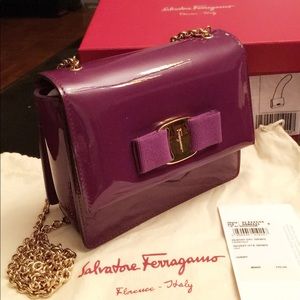 Ferragamo Ginny Patent Leather Crossbody Bag GHW