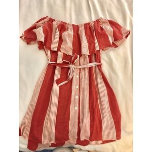 FAITHFULL THE BRAND Amalfi Rust Red Stripe Dress