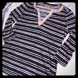 Tory Burch 3/4 sleeve striped shirt