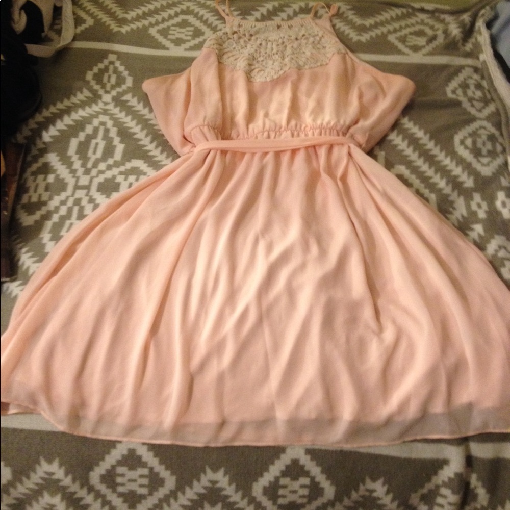 Light pink dress.