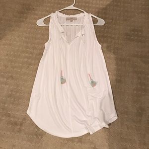 Loft white tassel tank NWOT