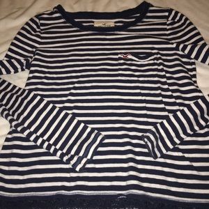 Hollister striped long sleeve pretty lace detail